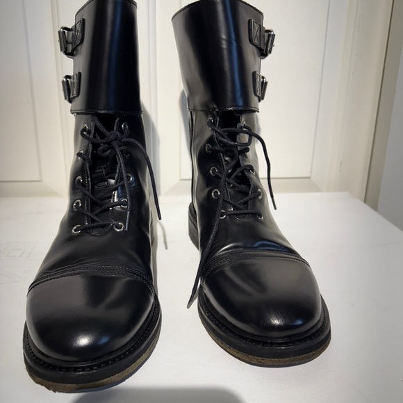 All Saints Black Ankle Boots with Polished Leather and Buckle Straps Size 8.5 - Picture 2 of 8